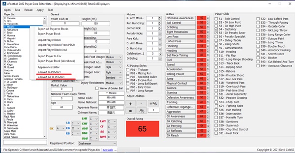 eFootball 2024 Player Data Editor V3.2.0.0 - by Devil Cold52